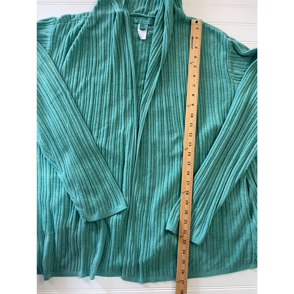 Barefoot Dreams CozyChic Ultra Lite Ribbed Hooded Cardigan Green 3X READ - Picture 4 of 8